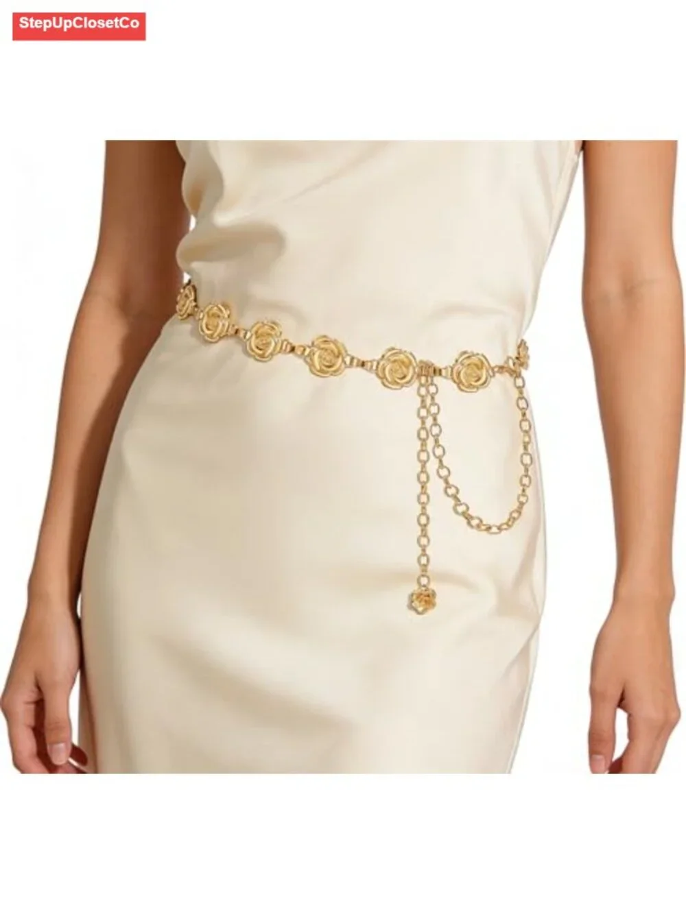 Women's Gold Chain Belt - Adjustable Waist Link Belt for Jeans & Dresses